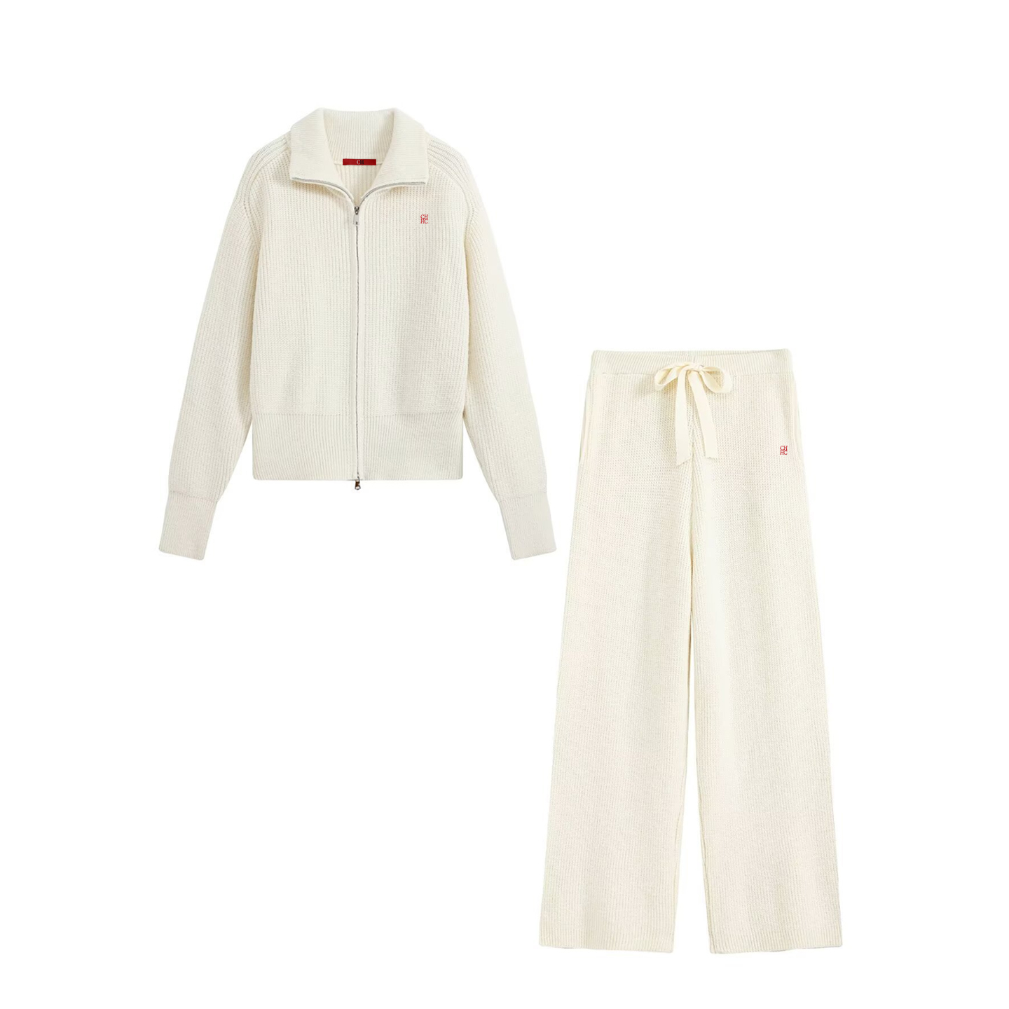 Women Zip Up Collar Knit Two P - Embroidery ulasan dan harga