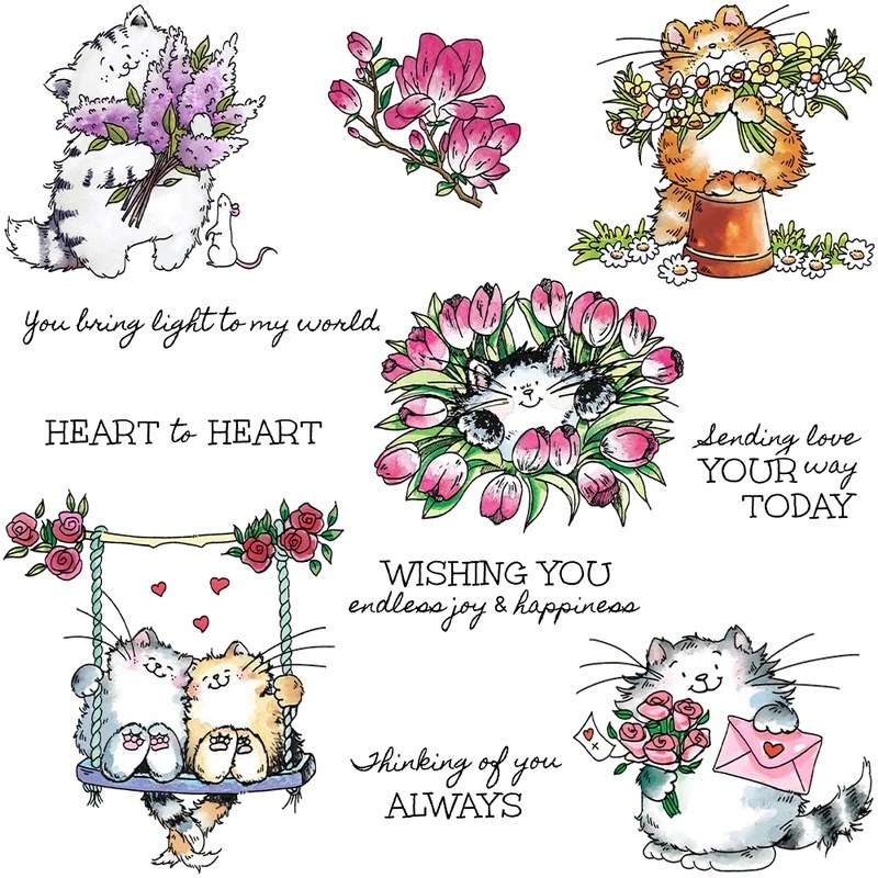 Suncraft Cute Kitty Cats And F - Clear Silicone Stamps For Card Making ulasan dan harga