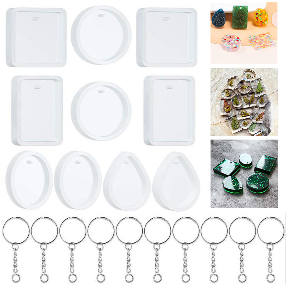 20Pcs/Set DIY Keychain Pendant - Silicone Epoxy Resin Molds Set ulasan dan harga