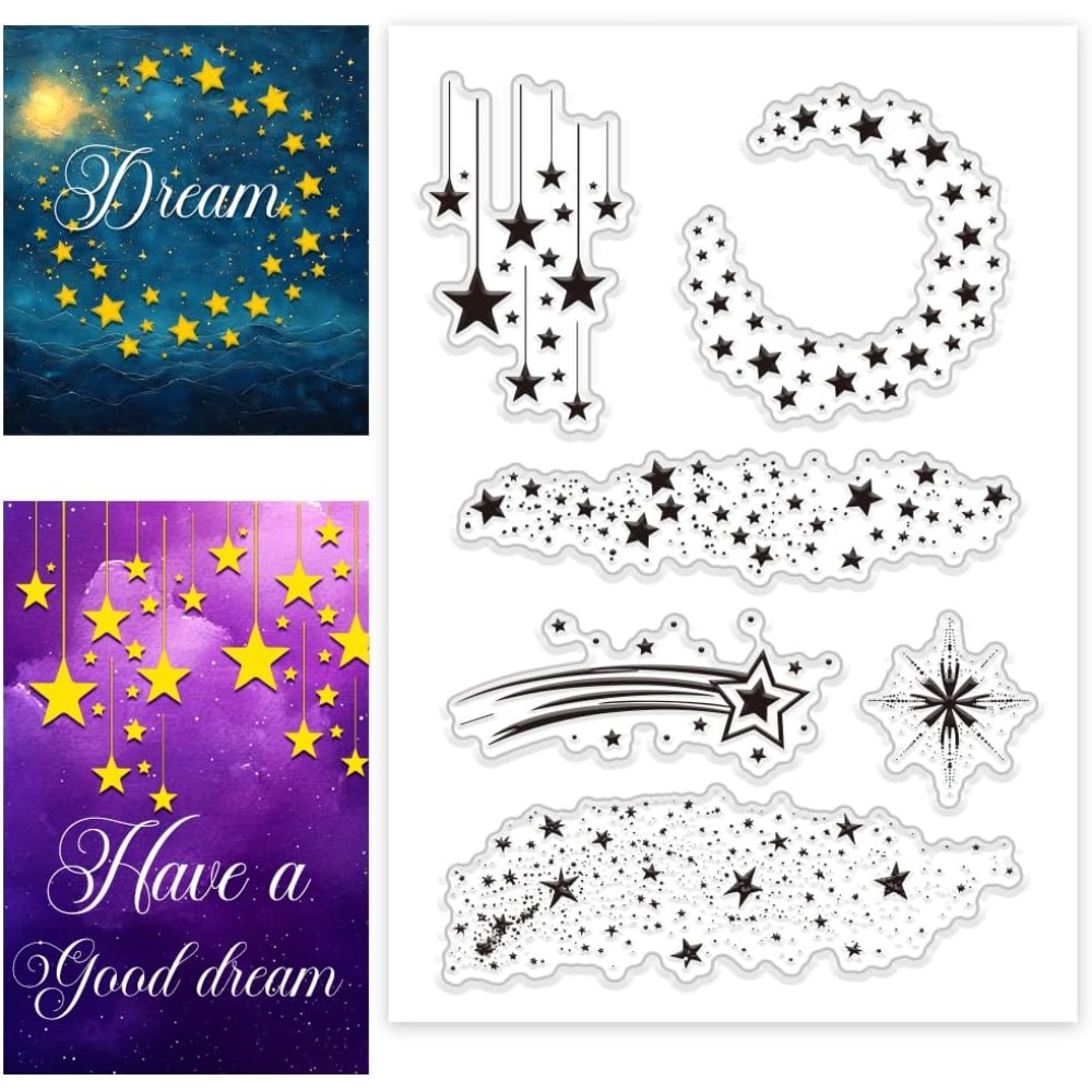 Star Clear Stamps Night Stars  - Clear Silicone Stamps For Card Making ulasan dan harga