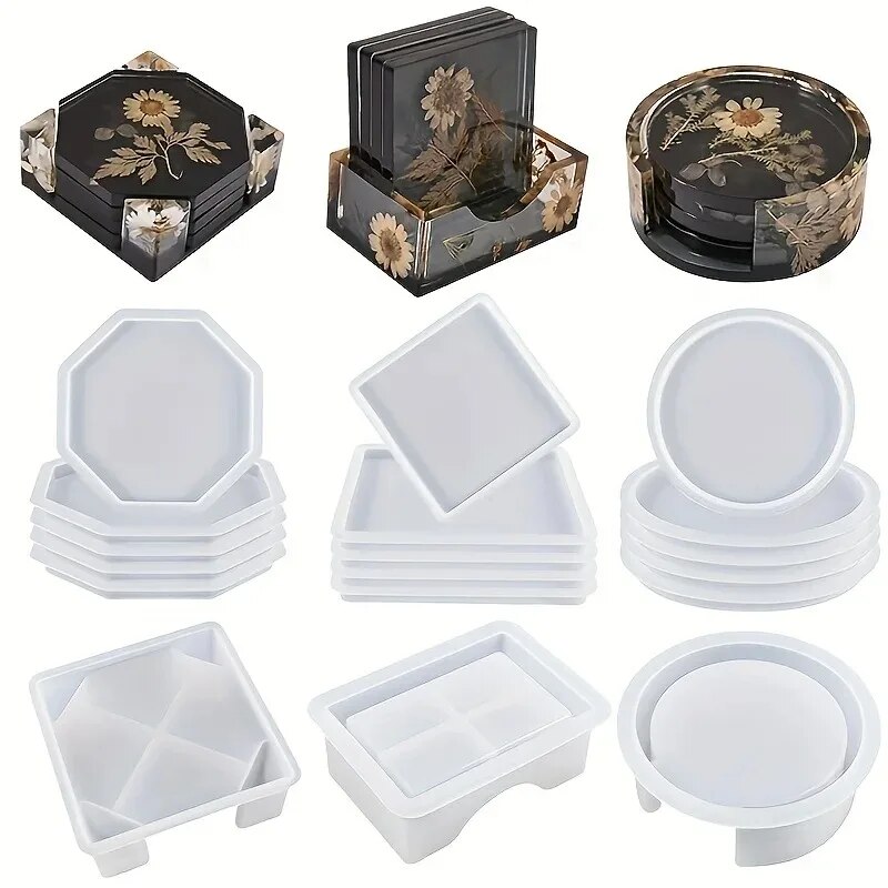 Coaster Resin Molds Set Includ - Silicone Epoxy Resin Molds Set ulasan dan harga